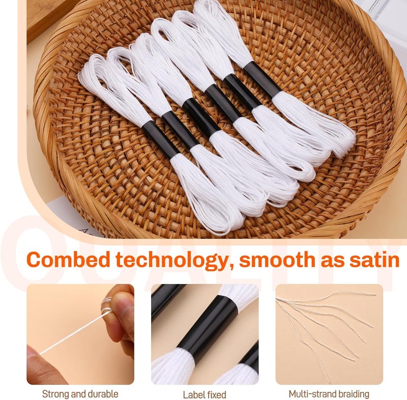 Dercuy 20 Skeins Embroidery Floss, White Embroidery Thread, Friendship Bracelet String, Cross Stitch for DIY Making, Embroidery Crafts - Image 3